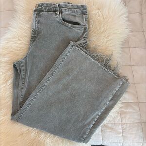 Women's Green Frayed Hem Jeans